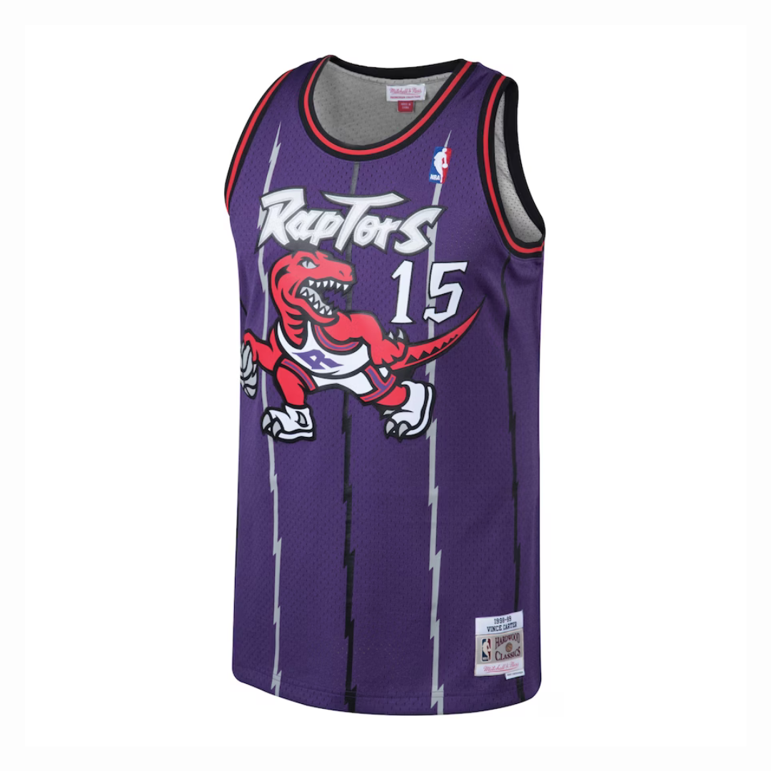 Camisa Toronto Raptors Vince Carter Mitchell & Ness roxa 1998/99 Hardwood Classics Swingman