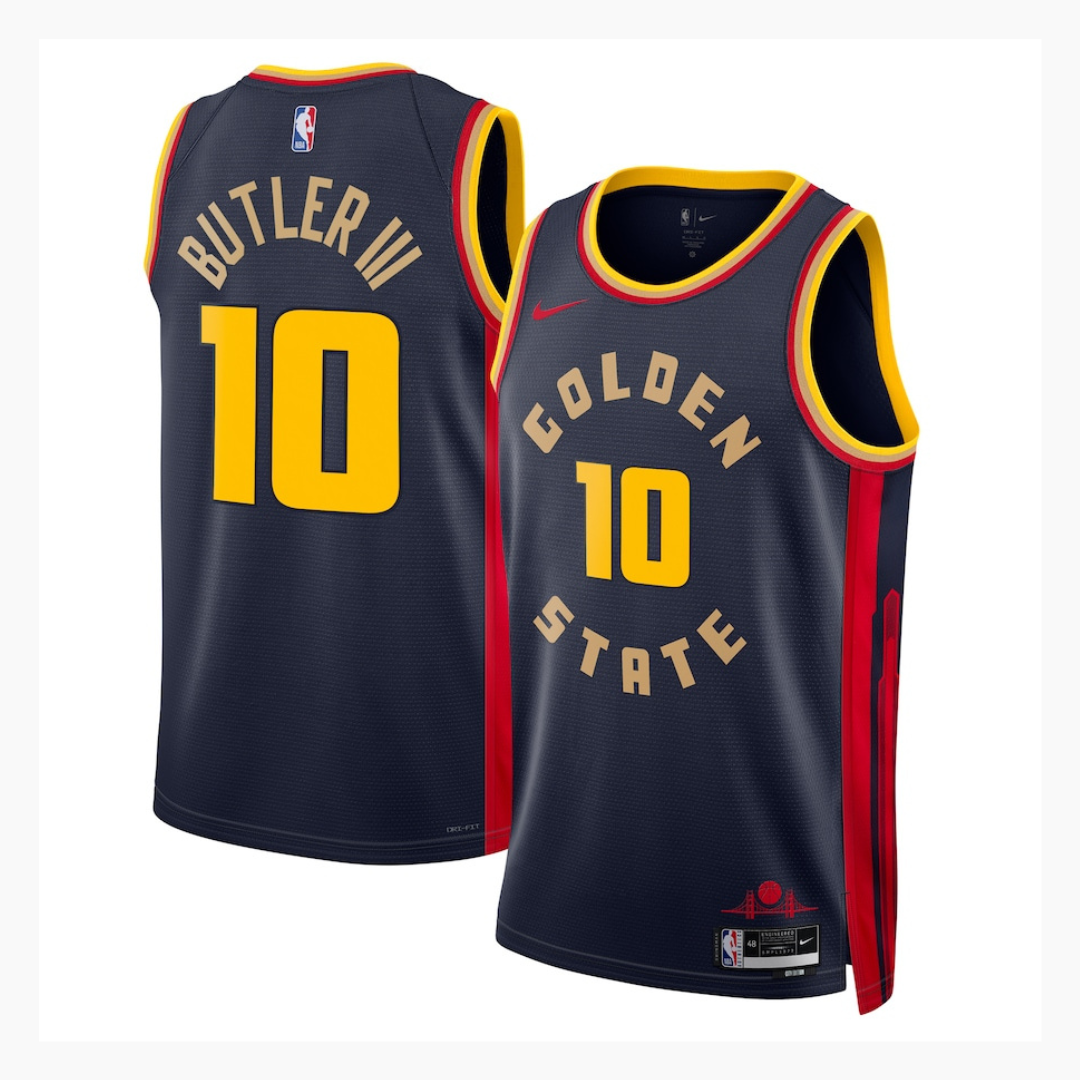 Camisa Regata NBA Unissex Swingman Nike Golden State Warriors Jimmy Butler 2024/25 azul marinho unissex - City Edition