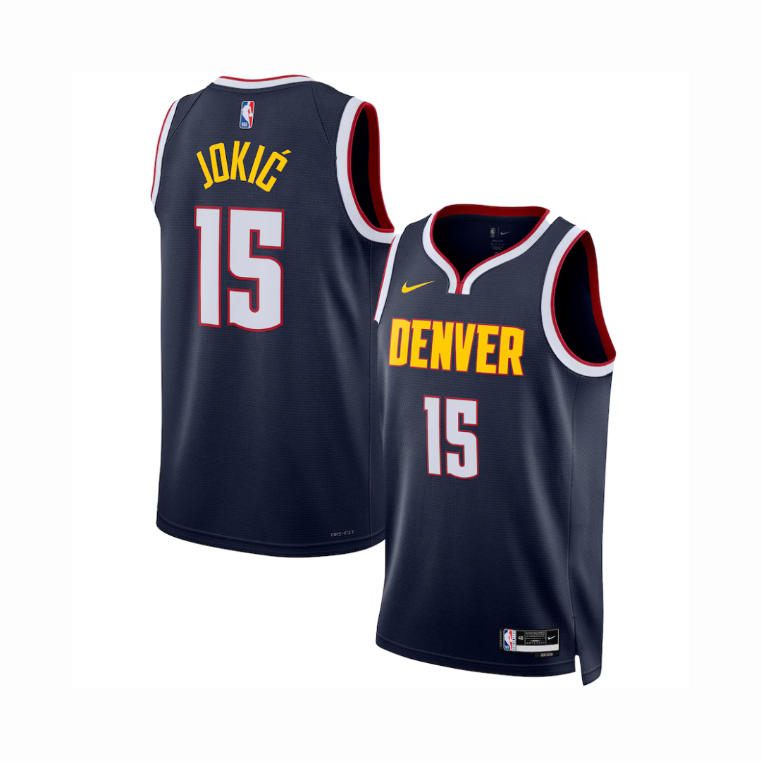 Camisa Regata NBA Unissex Denver Nuggets Nikola Jokic Nike Navy Swingman Jersey - Icon Edition