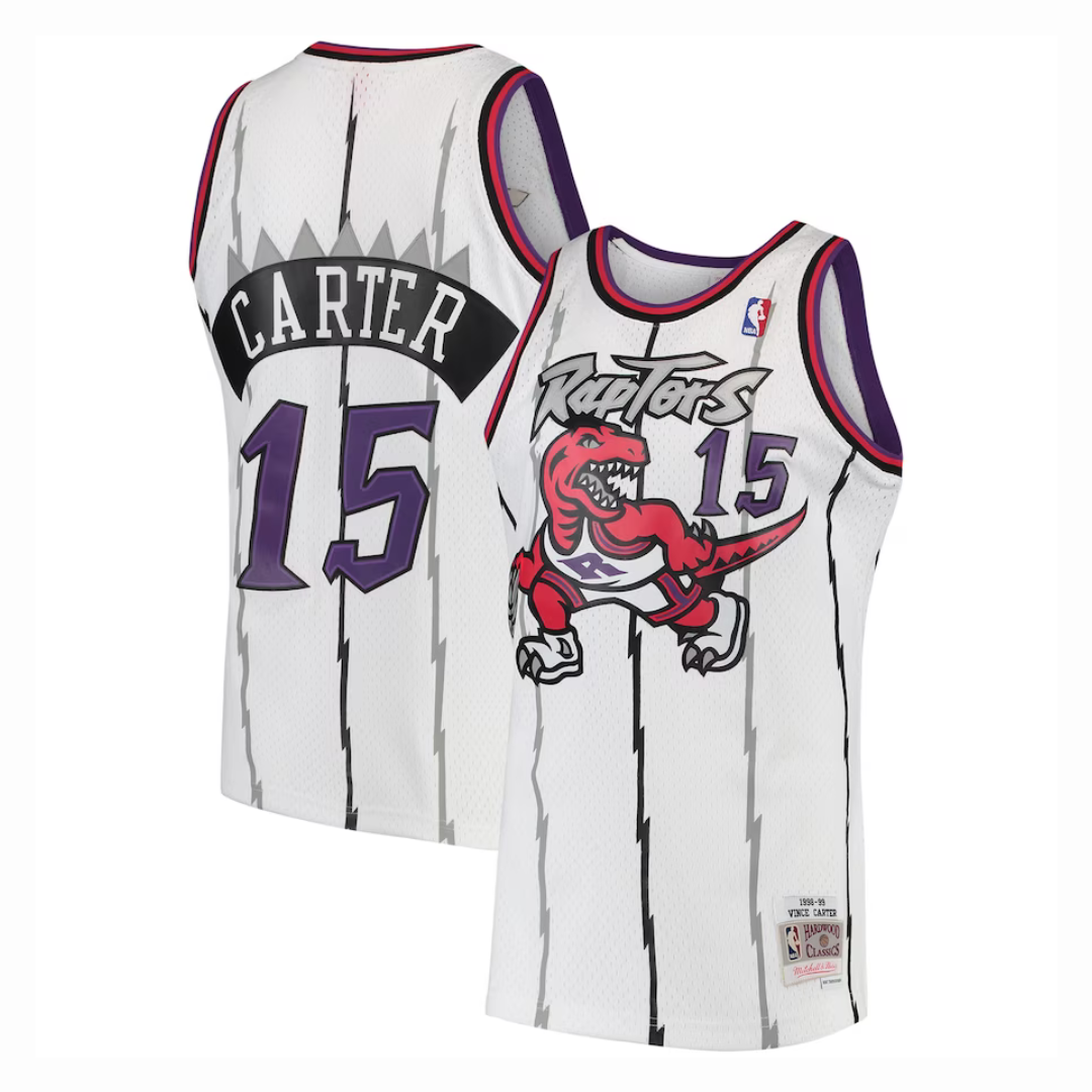 Camisa Toronto Raptors Vince Carter Mitchell & Ness Branca 1998/99 Hardwood Classics Swingman