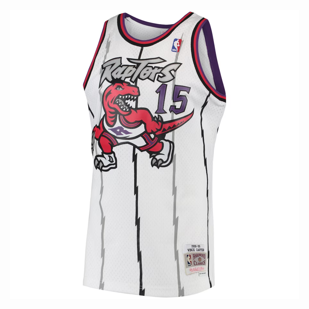 Camisa Toronto Raptors Vince Carter Mitchell & Ness Branca 1998/99 Hardwood Classics Swingman