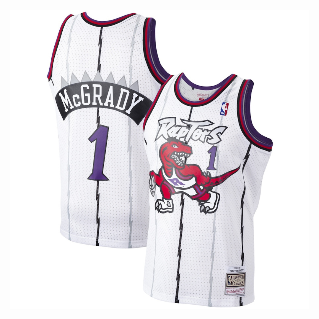 Camisa Toronto Raptors Tracy McGrady Mitchell & Ness Branca 1998/99 Hardwood Classics Swingman