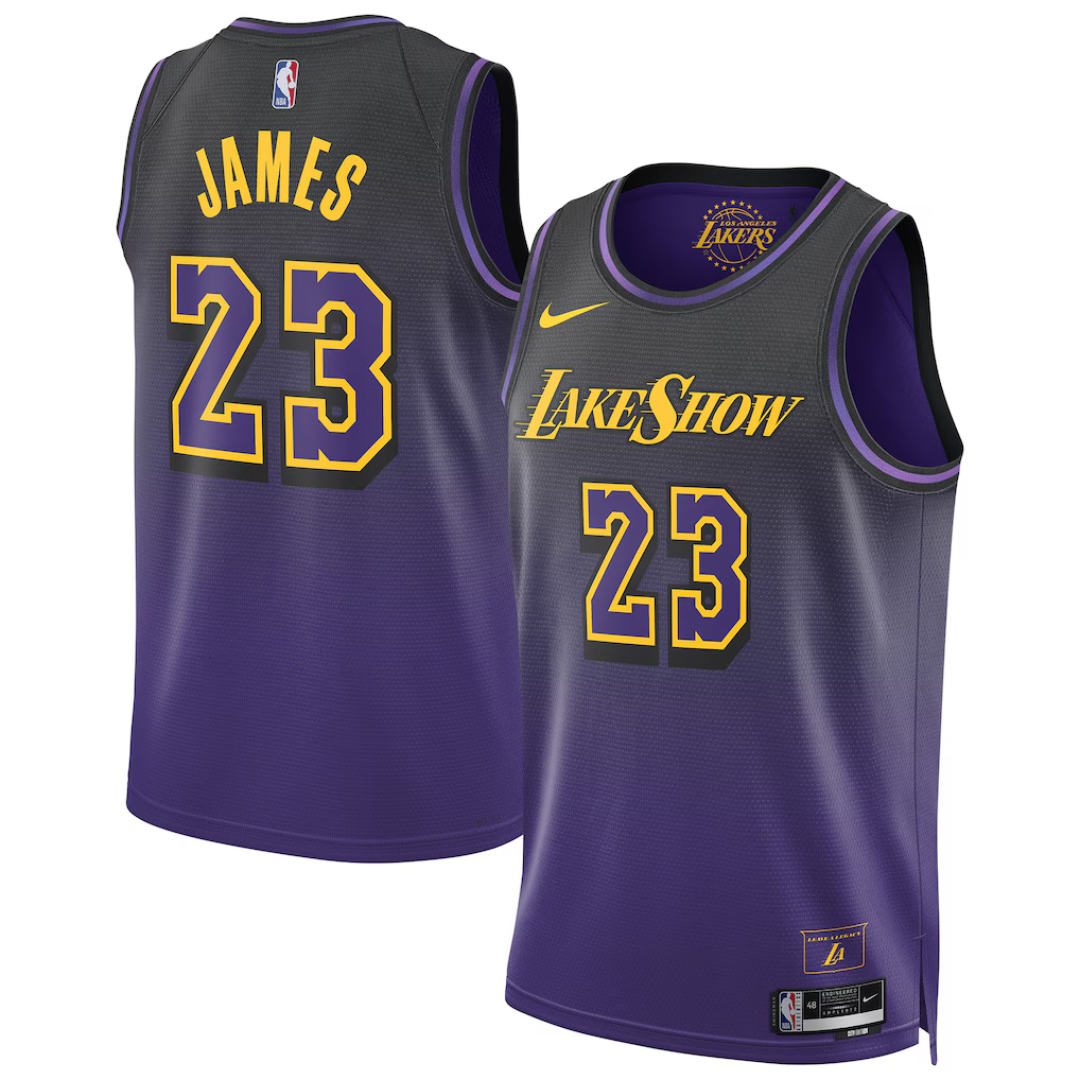 Camisa Regata NBA Swingman Nike LeBron James do Los Angeles Lakers Unissex 2024/25 Roxa - City Edition