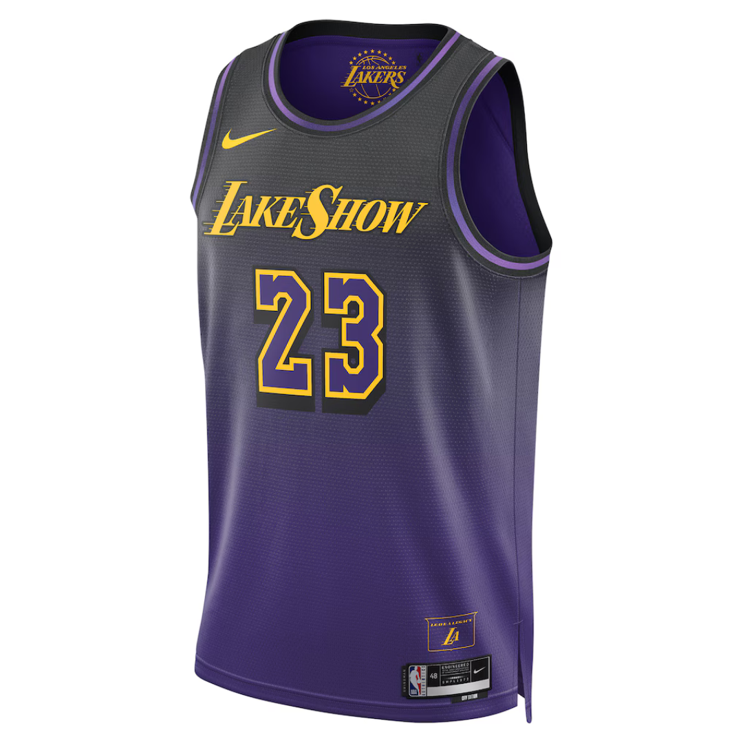Camisa Regata NBA Swingman Nike LeBron James do Los Angeles Lakers Unissex 2024/25 Roxa - City Edition