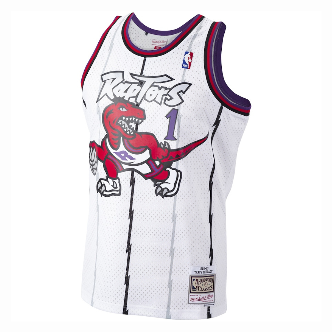 Camisa Toronto Raptors Tracy McGrady Mitchell & Ness Branca 1998/99 Hardwood Classics Swingman