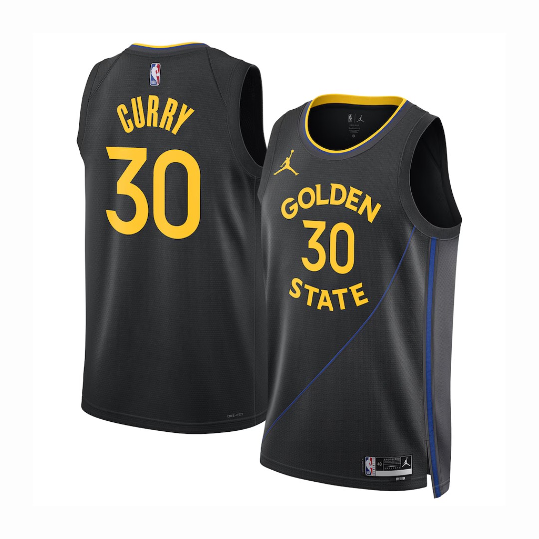 Camisa Regata NBA Unissex Golden State Warriors Stephen Curry Jordan Brand Black 2024/25 Swingman Jersey - Statement Edition