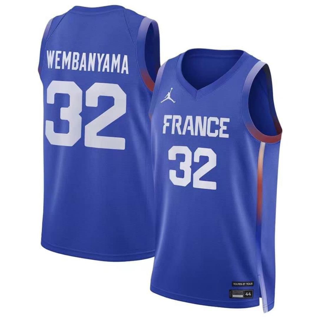 Camisa Swingman Regata Nike Seleção França Basquete 2024 Olimpíadas Unissex Victor Wembanyama #32