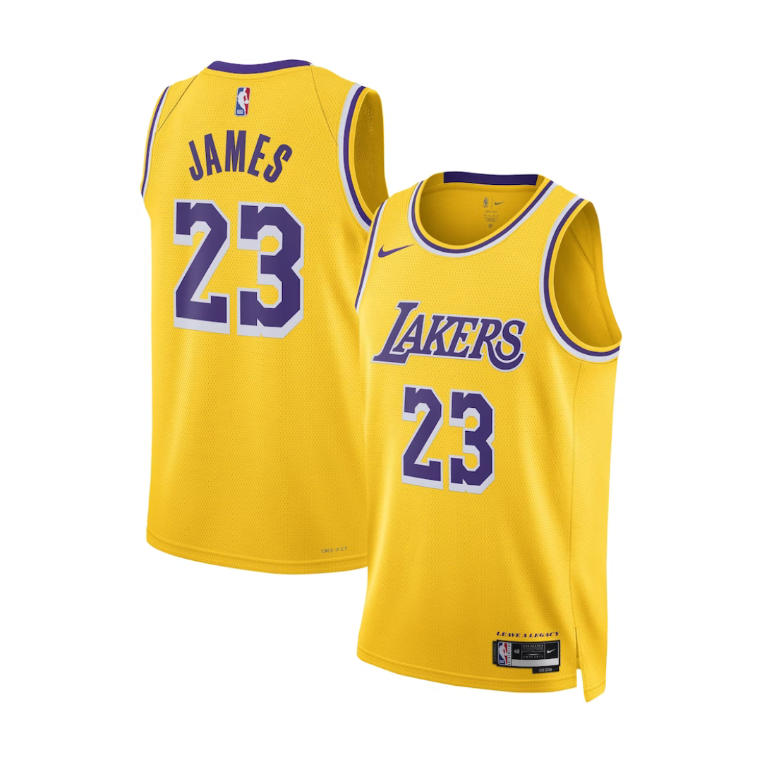 Camisa Regata NBA Swingman Nike Los Angeles Lakers LeBron James Nike Gold Swingman Jersey - Icon Edition