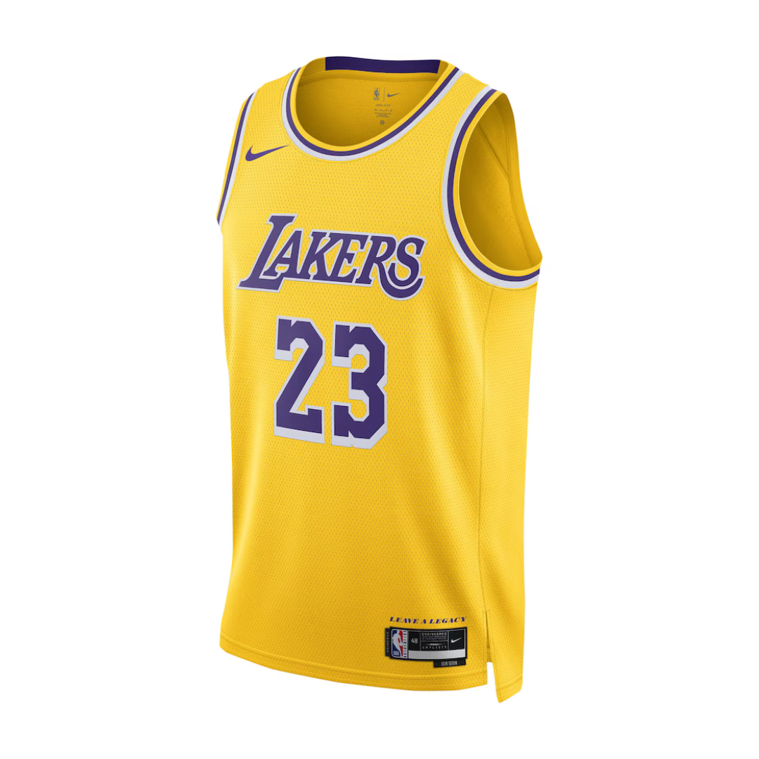Camisa Regata NBA Swingman Nike Los Angeles Lakers LeBron James Nike Gold Swingman Jersey - Icon Edition