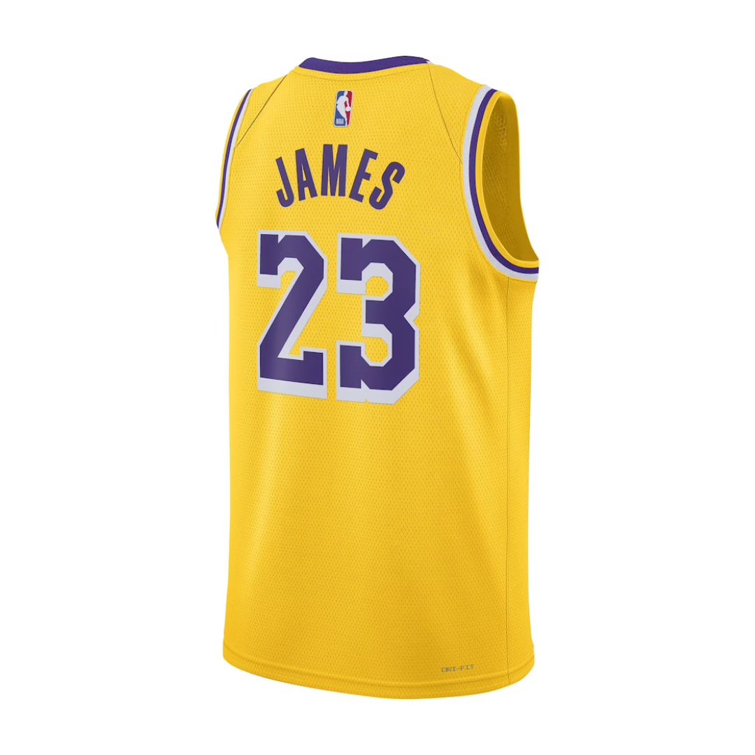 Camisa Regata NBA Swingman Nike Los Angeles Lakers LeBron James Nike Gold Swingman Jersey - Icon Edition