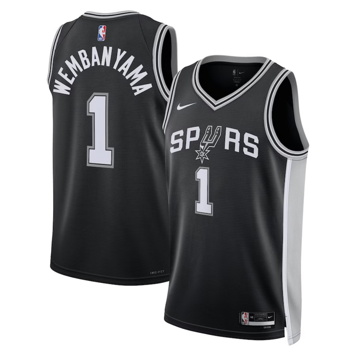 Camisa Regata NBA Unissex  San Antonio Spurs Victor Wembanyama Nike Black 2023 NBA Draft First Round Pick Swingman Jersey