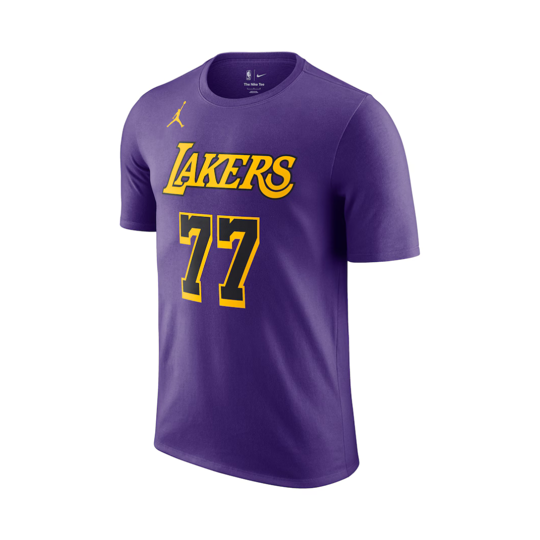 Camiseta Los Angeles Lakers Luka Dončić Nike Purple Statement Edition com nome e número