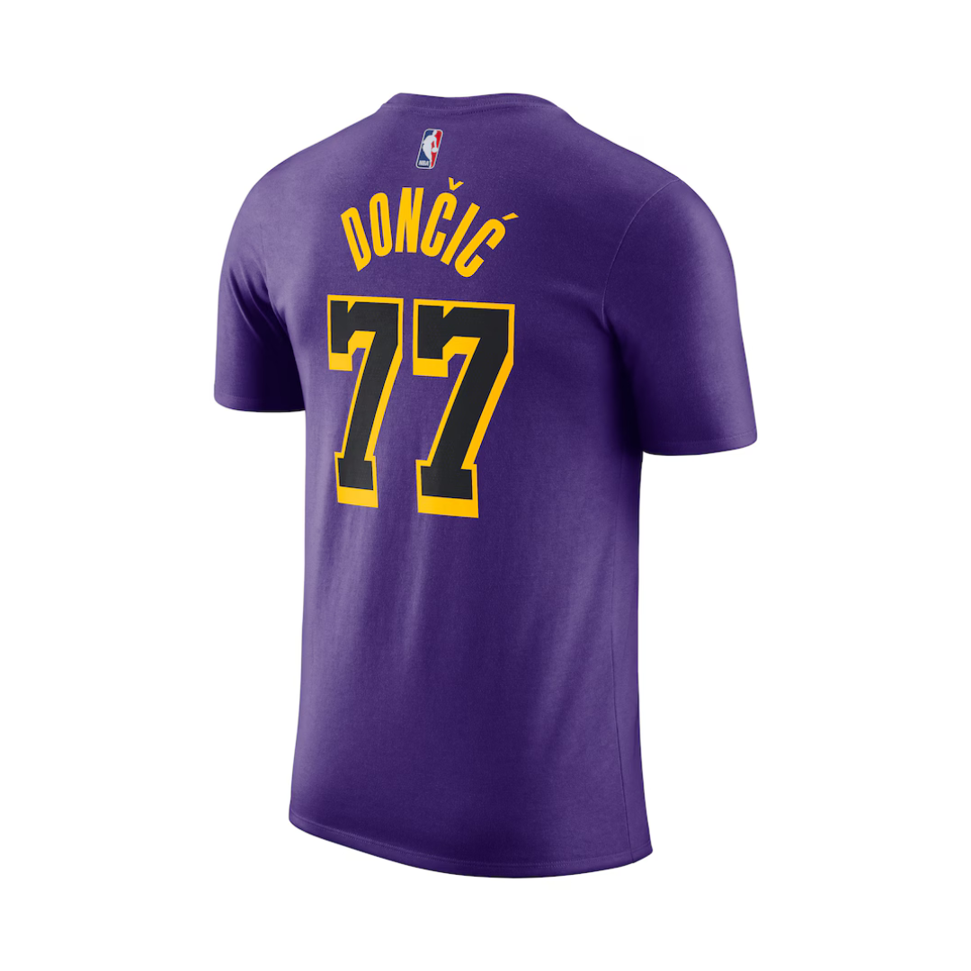Camiseta Los Angeles Lakers Luka Dončić Nike Purple Statement Edition com nome e número