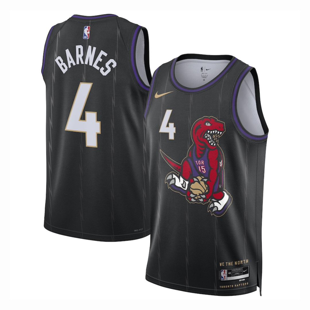 Camisa Unissex Toronto Raptors Scottie Barnes Nike Black 2024/25 Swingman Player Jersey - City Edition