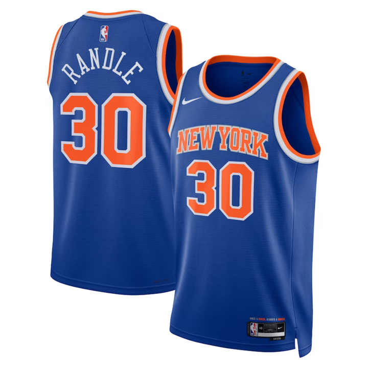 Camisa Regata NBA Unissex New York Knicks Julius Randle Nike Blue Swingman Jersey - Icon Edition