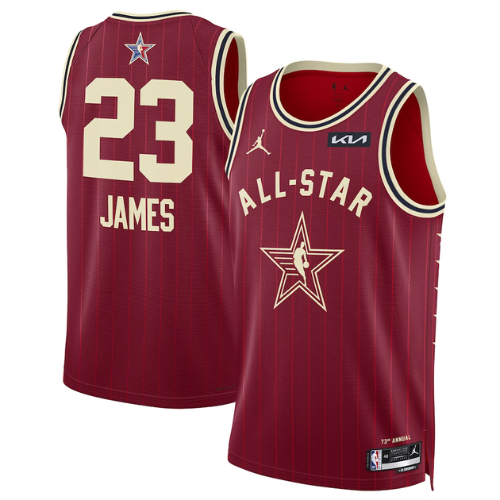Camisa NBA All-Star Game 2024 Unissex LeBron James Jordan Brand Crimso