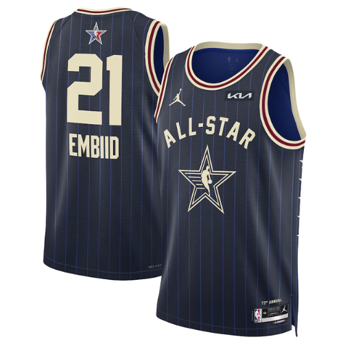 Camisa NBA All-Star Game 2024 Unissex Joel Embiid Jordan Brand Navy Swingman