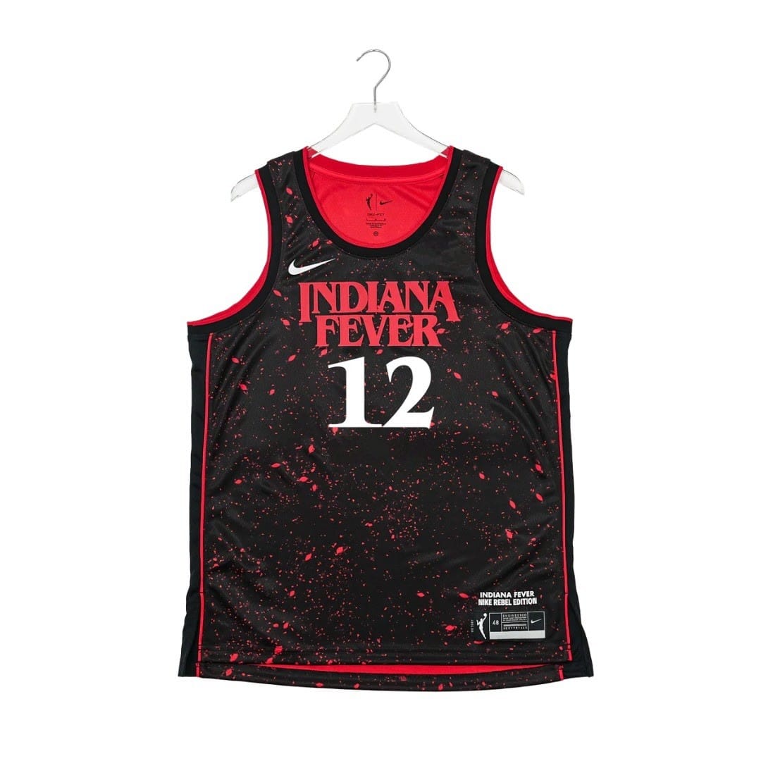 Camisa Regata WNBA Indiana Fever Indiana Fever #12 Damiris Dantas Stranger Things Rebel Swingman Black Nike