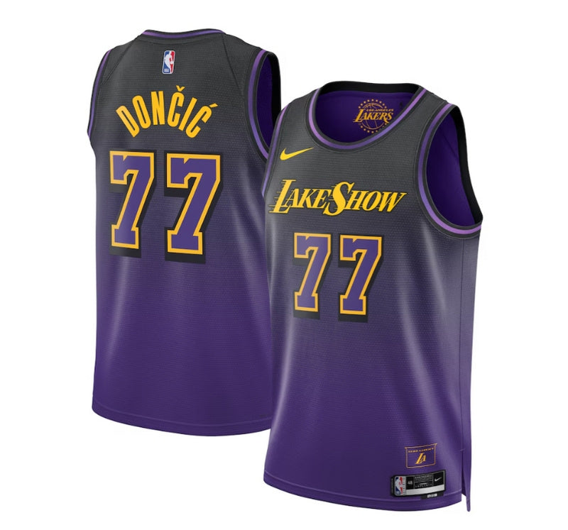 Camisa Regata NBA Swingman Nike Luka Doncic do Los Angeles Lakers Unissex 2024/25 Roxa - City Edition