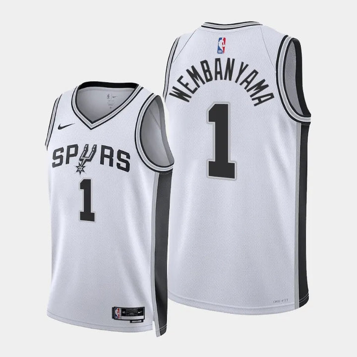 Camisa Regata NBA Unissex  San Antonio Spurs Victor Wembanyama Nike White 2023 NBA Draft First Round Pick Swingman Jersey