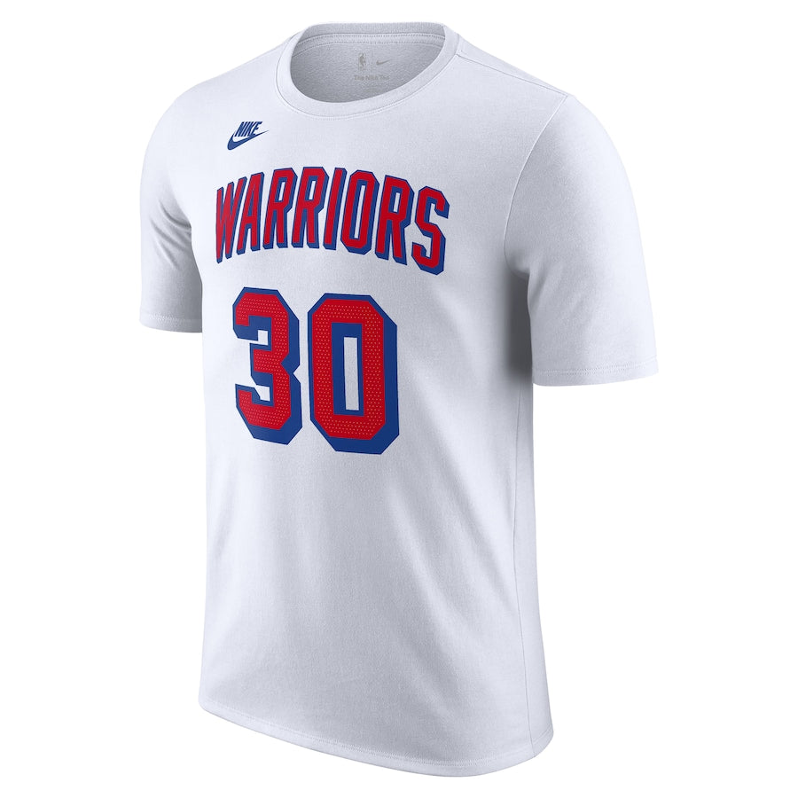 Camiseta masculina Golden State Warriors Stephen Curry Nike White Classic Edition com nome e número