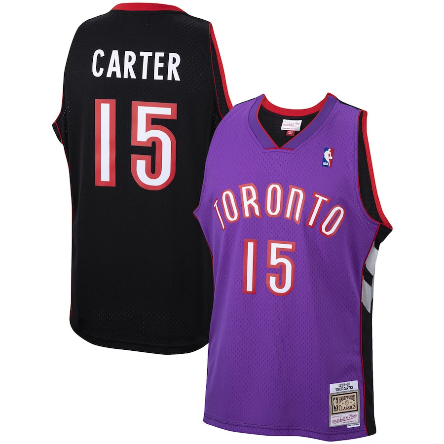 Camisa masculina Toronto Raptors Vince Carter Mitchell & Ness roxa 1999/00 Hardwood Classics Swingman
