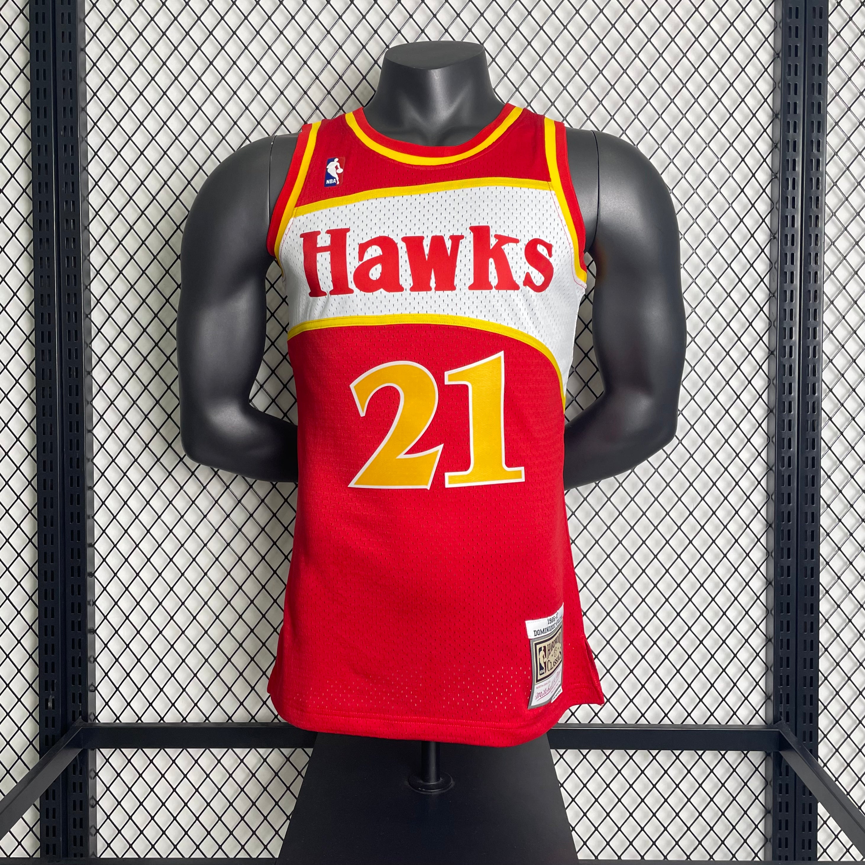 Camisa masculina Mitchell & Ness Dominique Wilkins Red Atlanta Hawks 1986-87 Hardwood Classics Swingman