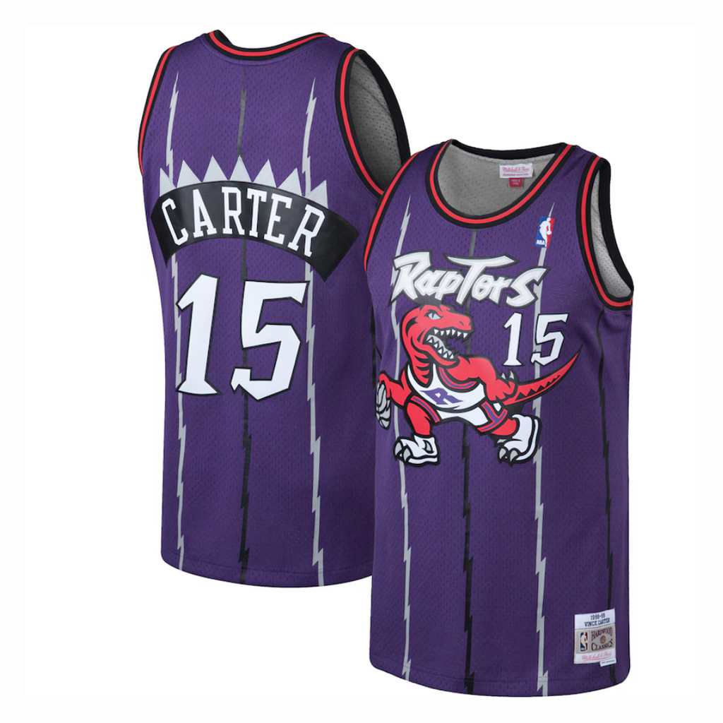 【tt】Vince Carter Toronto Raptors ユニ Camisa Toronto Raptors Vince Carter Mitchell & Ness roxa 1998/99 Hardw