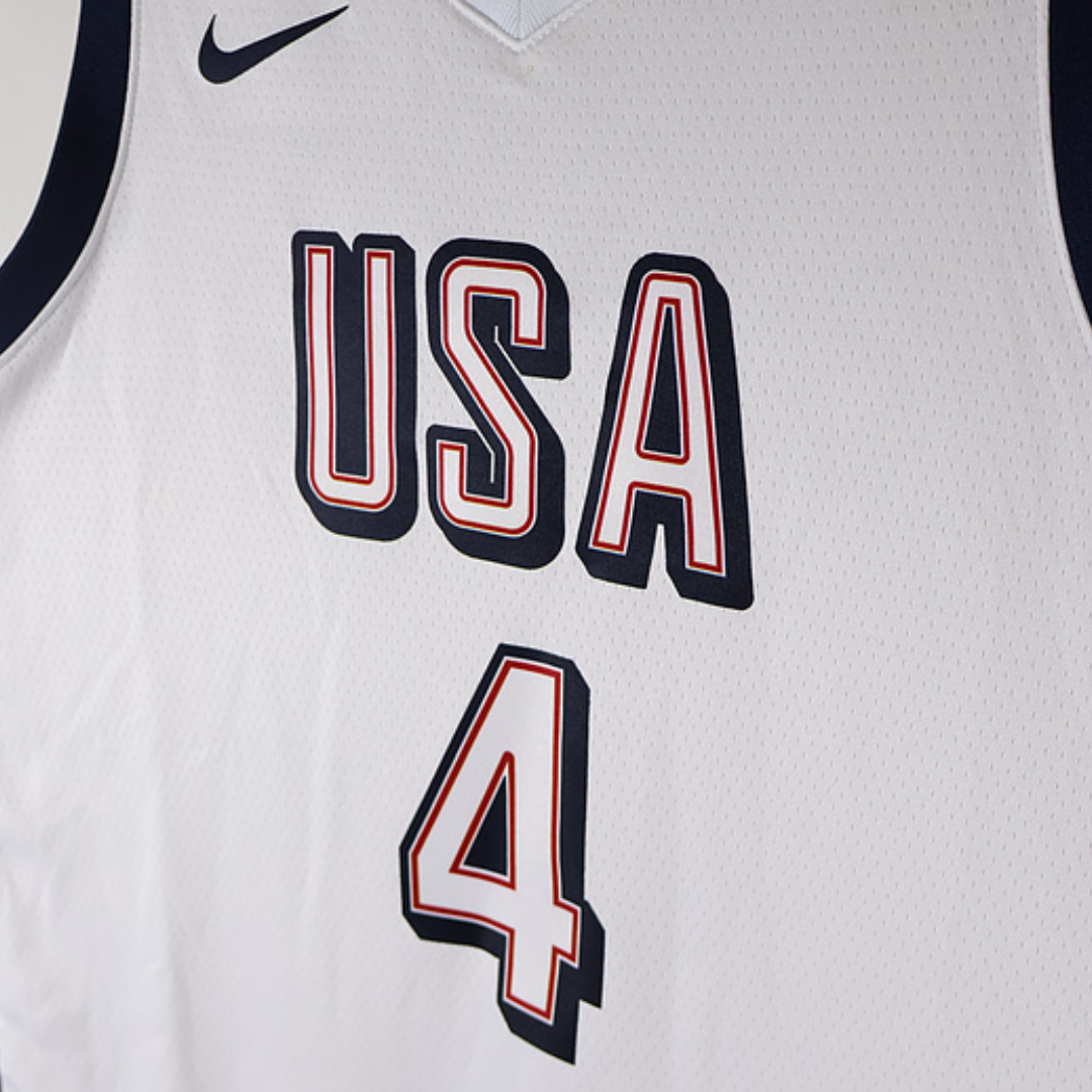 Camisa Regata USA Dream Team White 2024 Olimpíadas  Unissex Stephen Curry #4