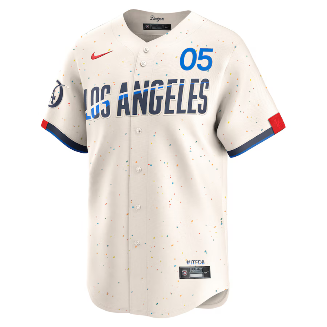 Camisa Edição Limitada Los Angeles Dodgers Freddie Freeman Nike creme 2024 City Connect Masculina