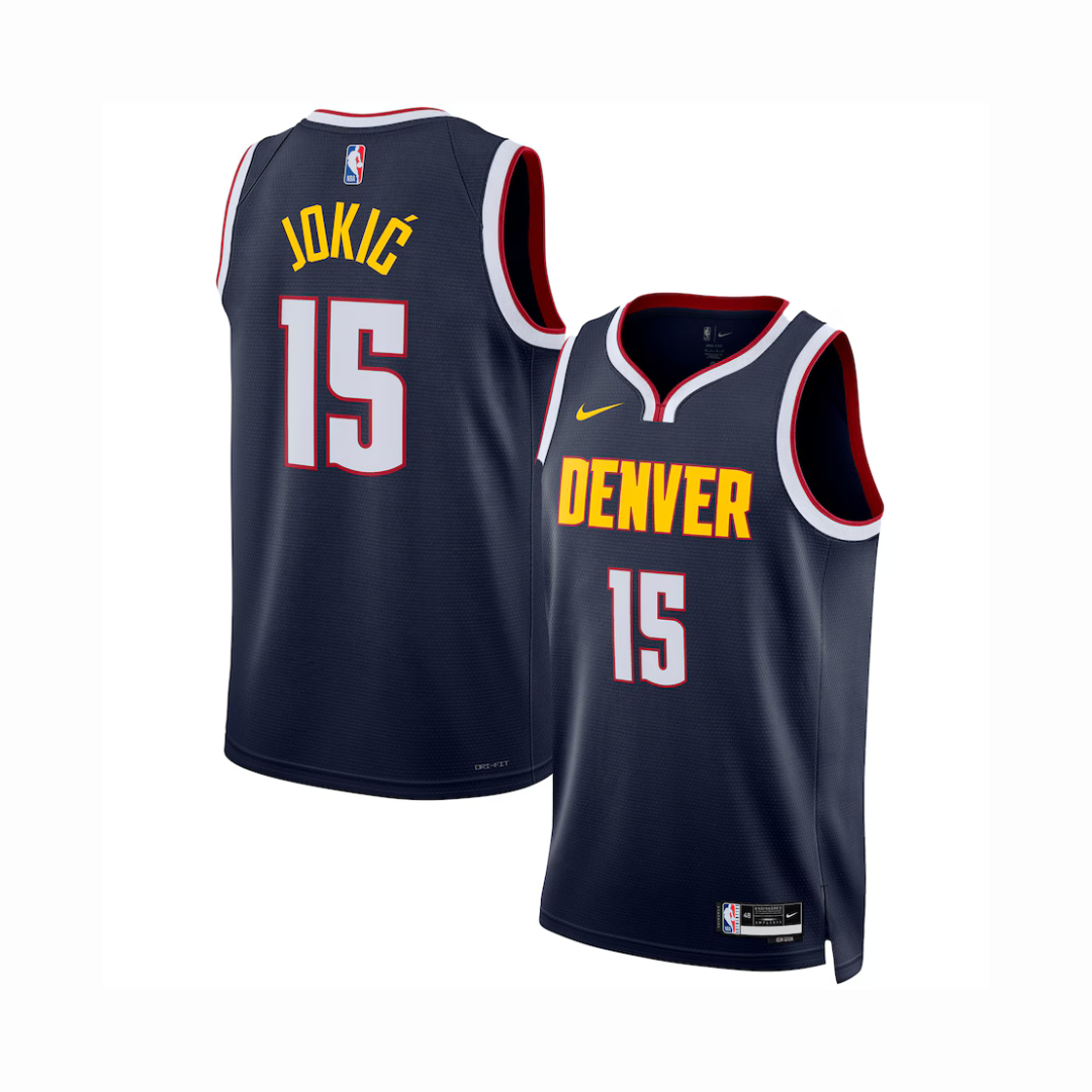 Camisa Regata NBA Unissex Denver Nuggets  Nikola Jokic Nike Navy Swingman Jersey - Icon Edition