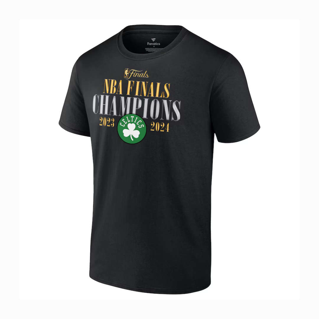 Camiseta masculina Boston Celtics Fanatics Black 2024 NBA Finals Champions Fade Away Jumper Roster Signature