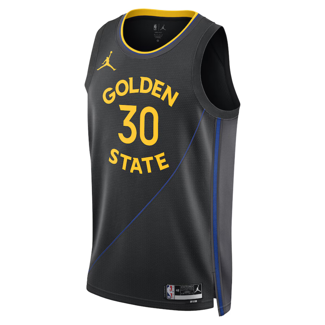Camisa Regata NBA Unissex Golden State Warriors Stephen Curry Jordan Brand Black 2024/25 Swingman Jersey - Statement Edition
