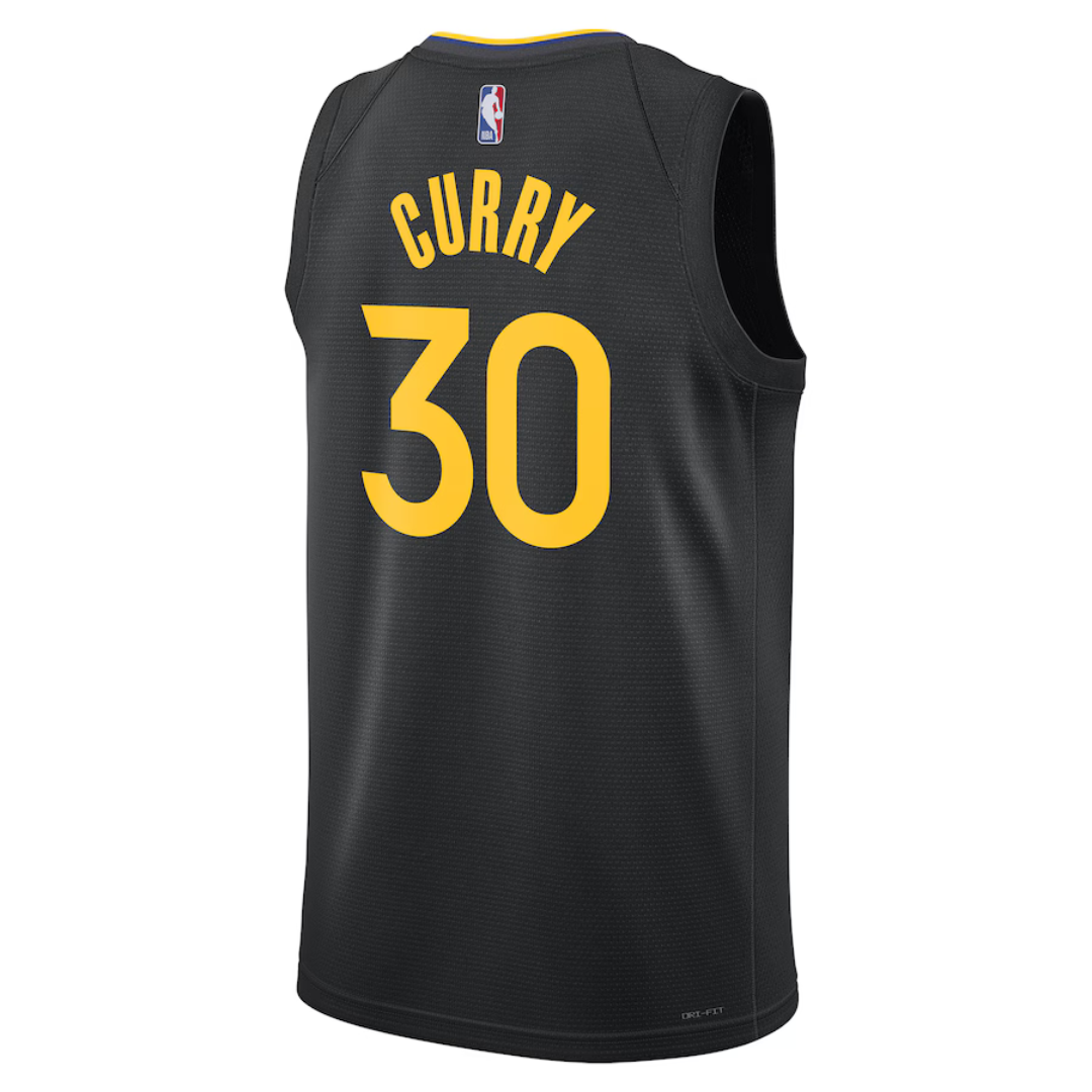 Camisa Regata NBA Unissex Golden State Warriors Stephen Curry Jordan Brand Black 2024/25 Swingman Jersey - Statement Edition