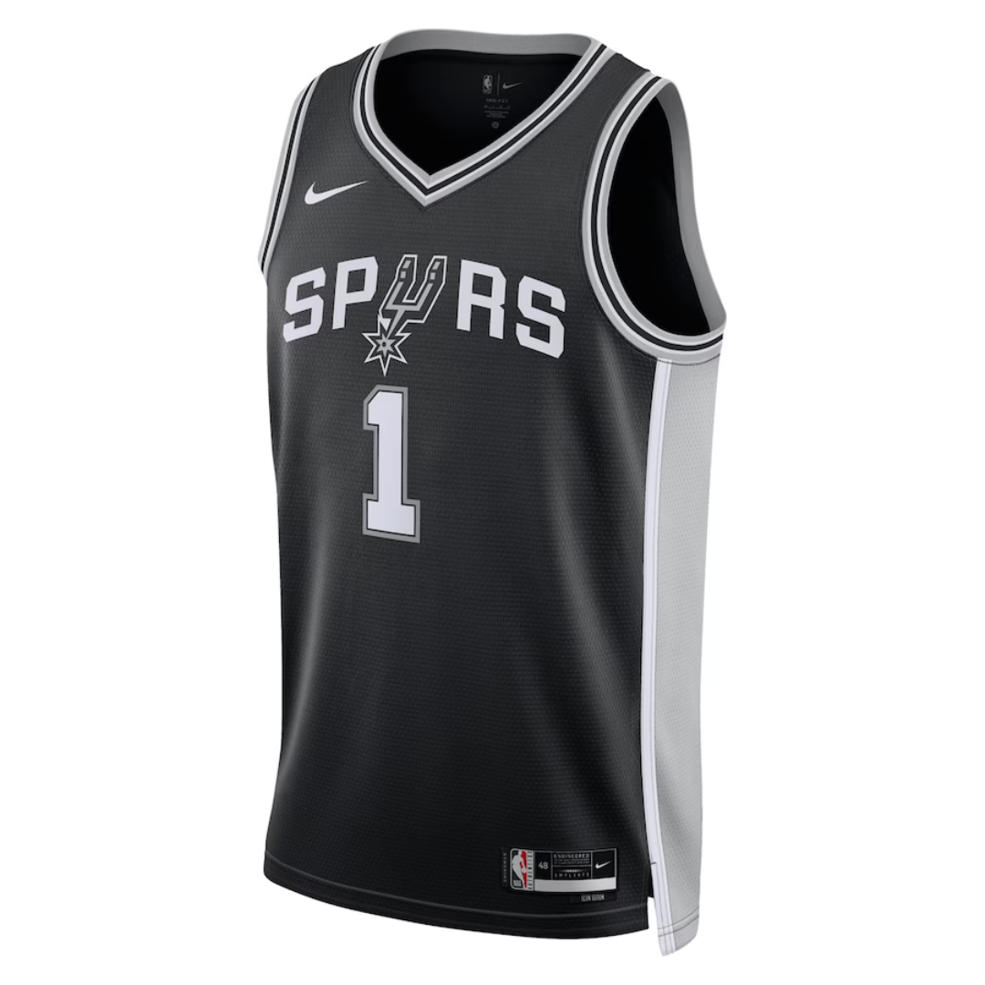 Camisa Regata NBA Unissex  San Antonio Spurs Victor Wembanyama Nike Black 2023 NBA Draft First Round Pick Swingman Jersey