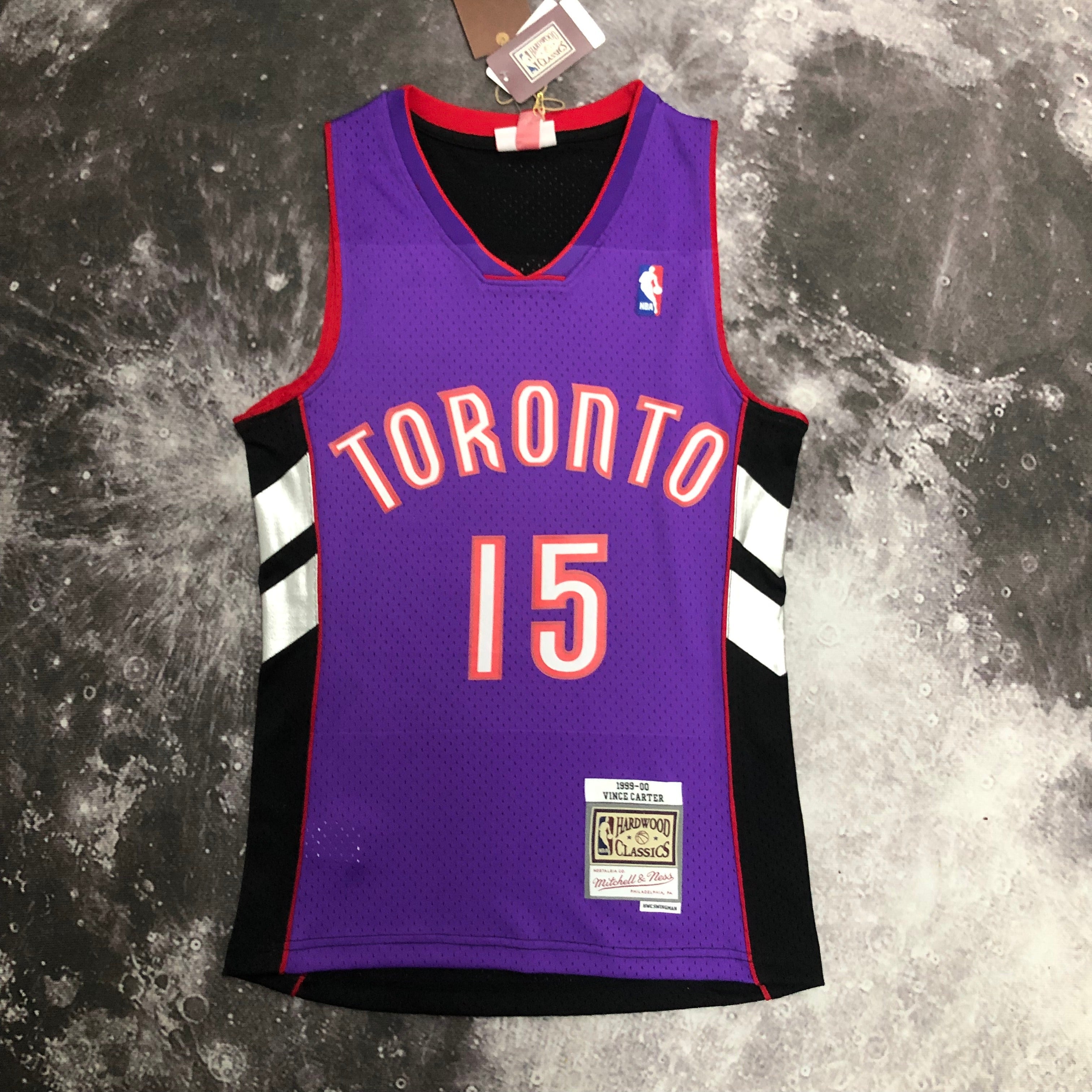 Camisa masculina Toronto Raptors Vince Carter Mitchell & Ness roxa 1999/00 Hardwood Classics Swingman