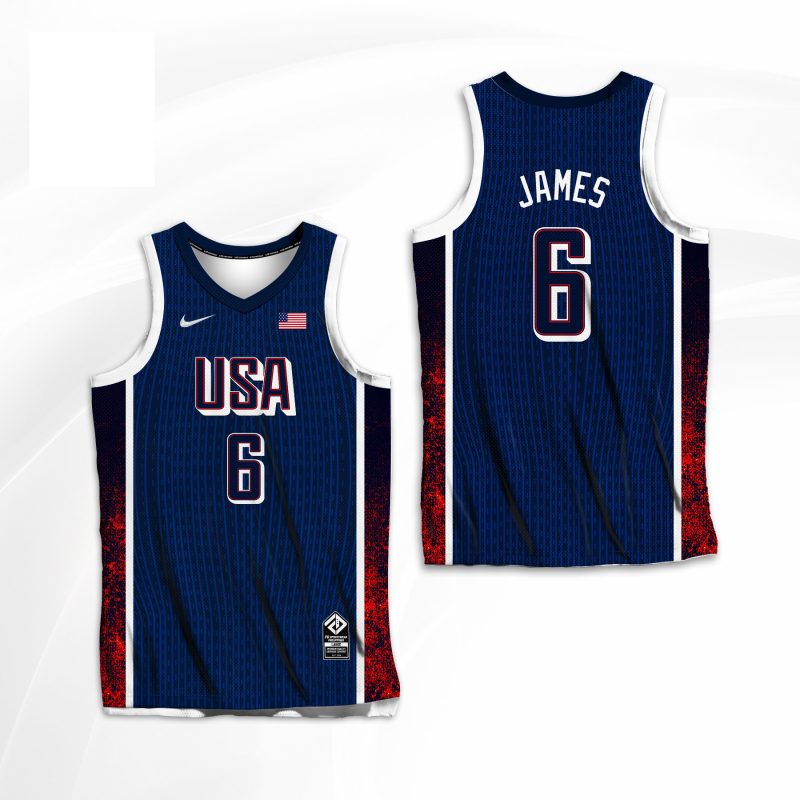 Camisa Regata USA Dream Team 2024 Olimpíadas  Unissex Lebron James #6