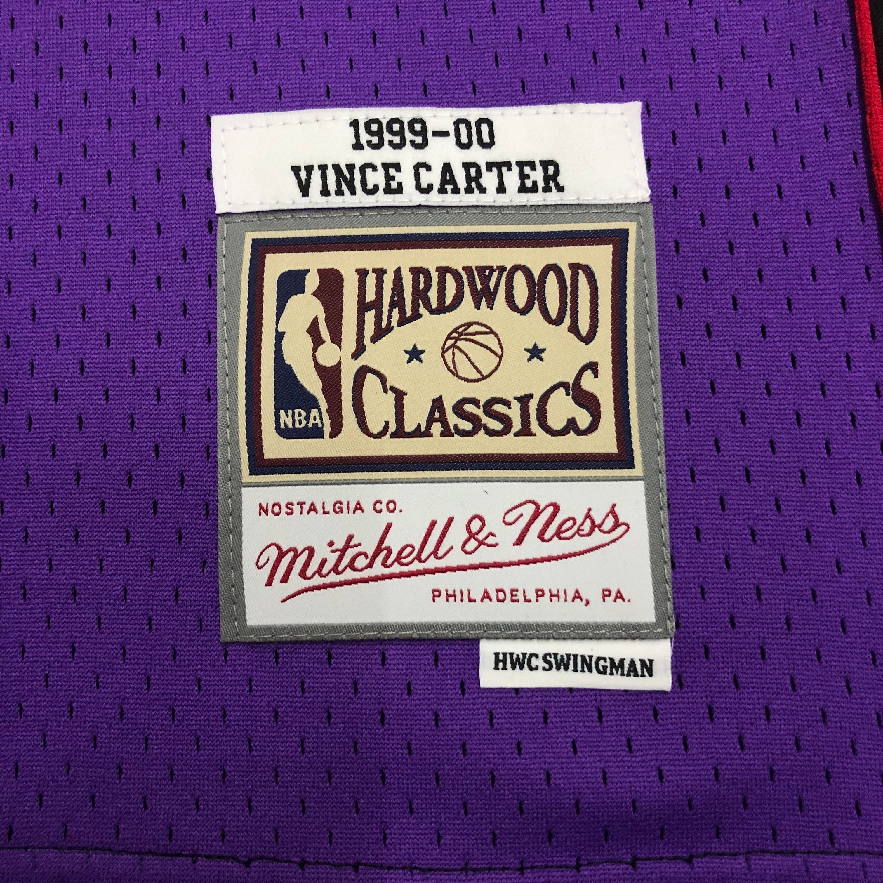 Camisa masculina Toronto Raptors Vince Carter Mitchell & Ness roxa 1999/00 Hardwood Classics Swingman