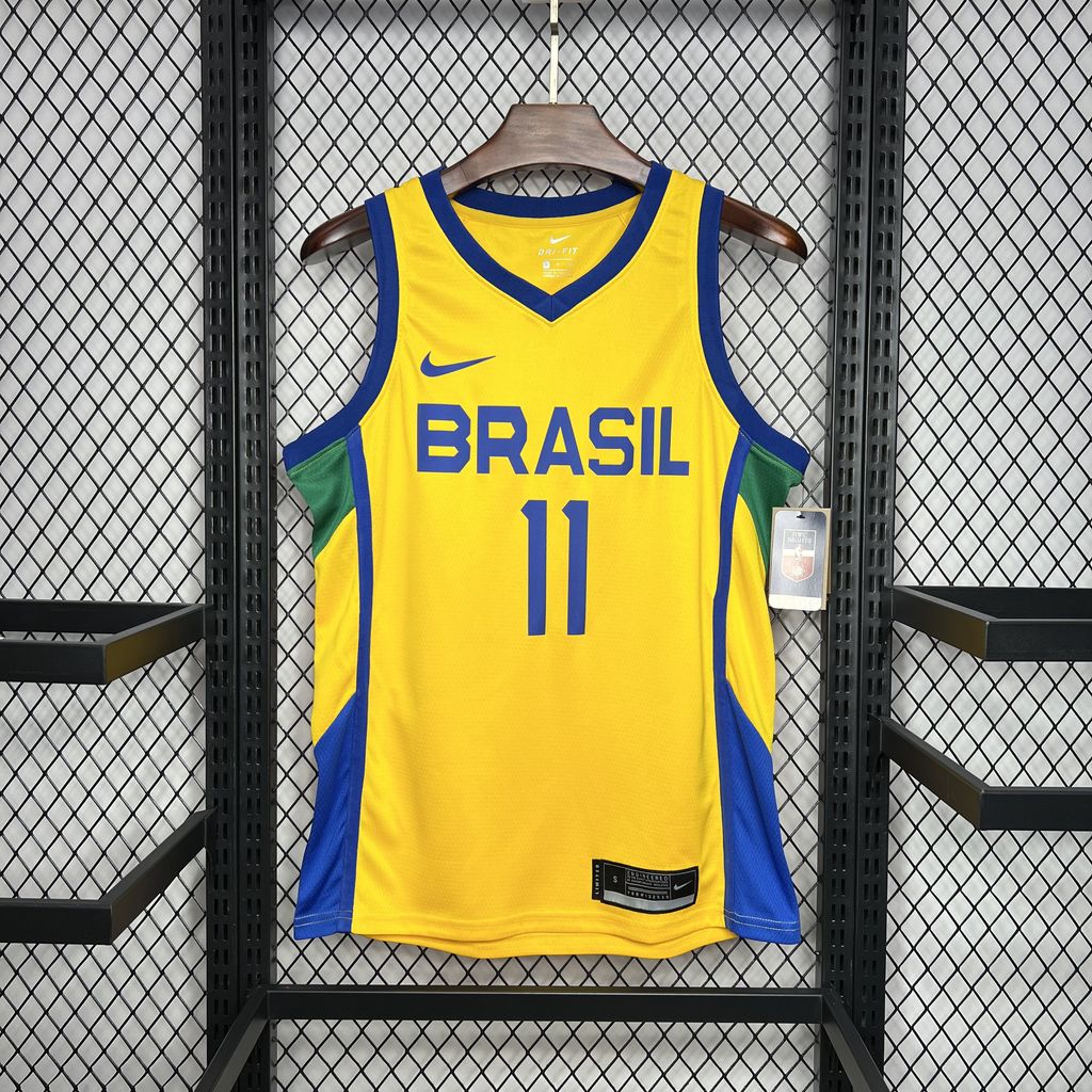 Camisa Regata Seleção Brasil Basquete 2023 Unissex GUI SANTOS #11