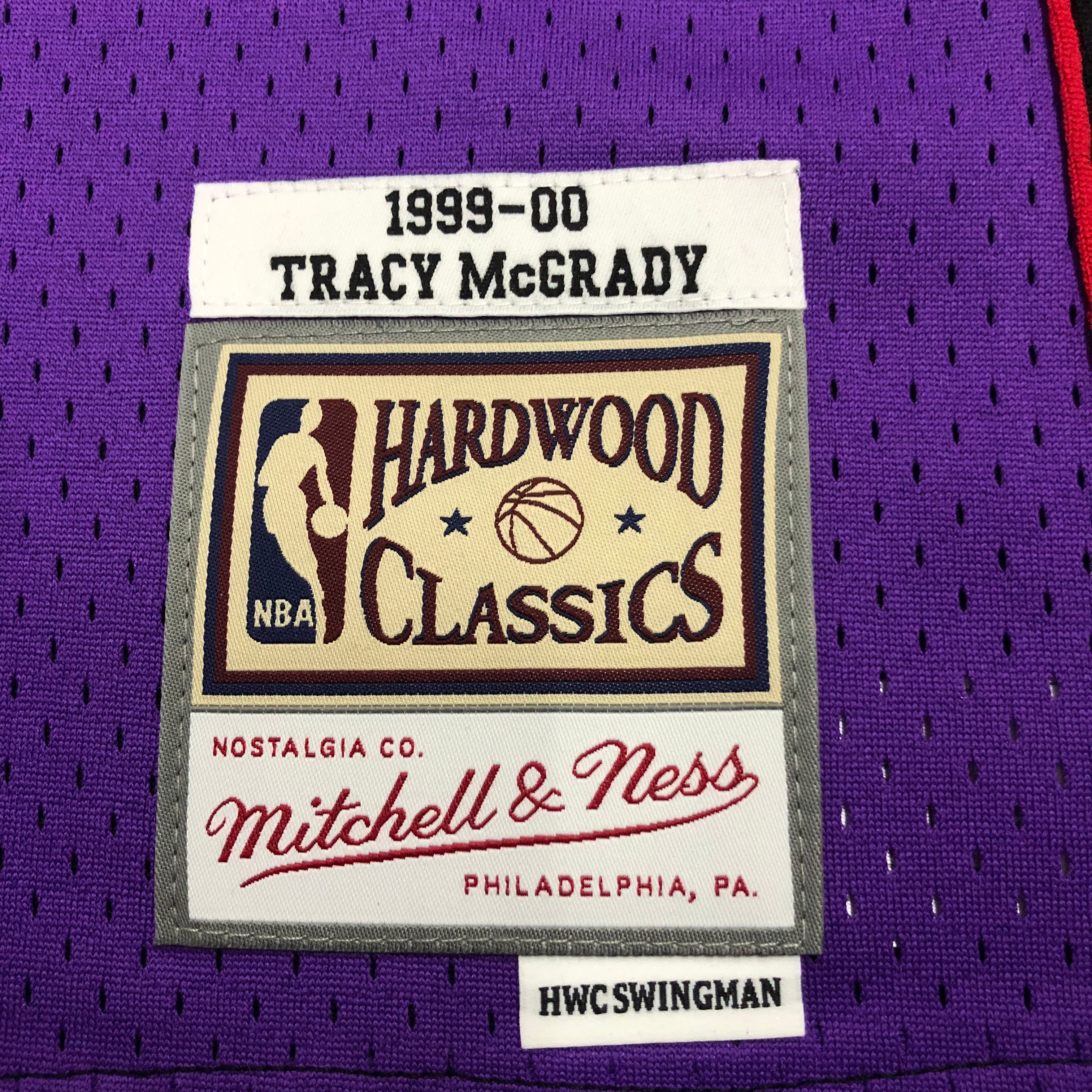 Camisa masculina Toronto Raptors Tracy McGrady Mitchell & Ness roxa 1999/00 Hardwood Classics Swingman