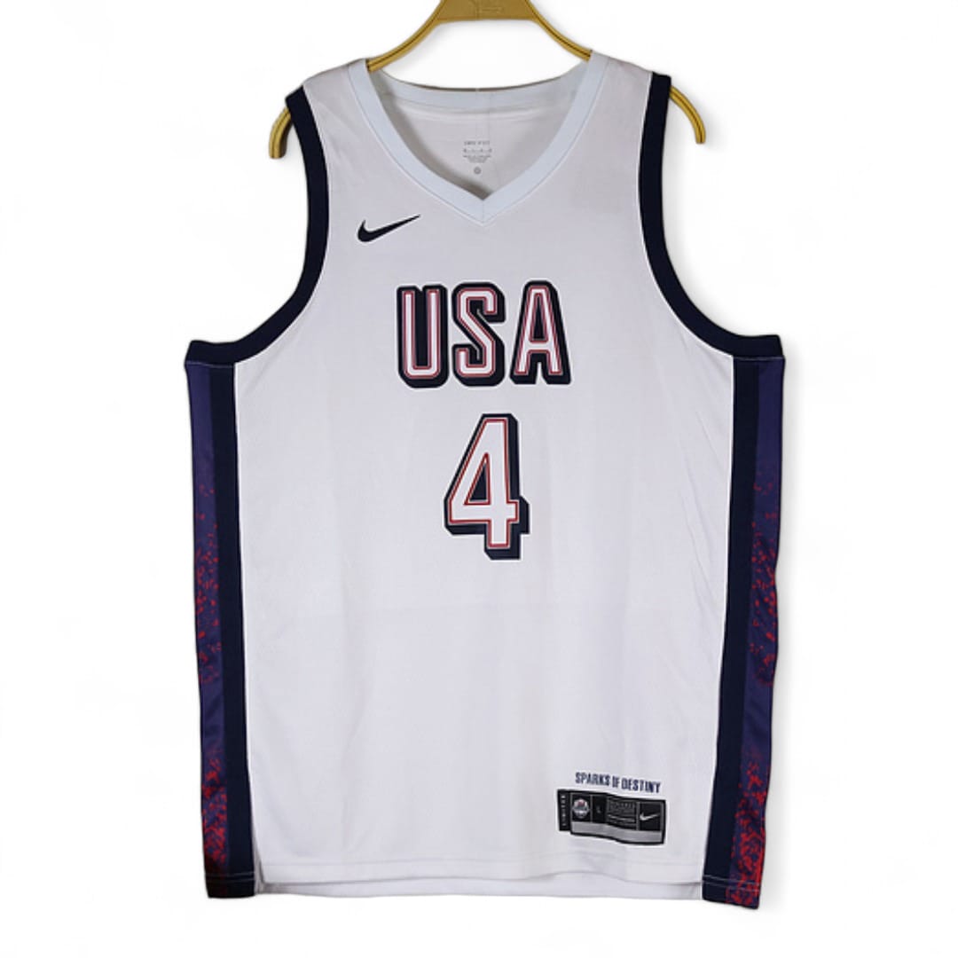 Camisa Regata USA Dream Team White 2024 Olimpíadas  Unissex Stephen Curry #4