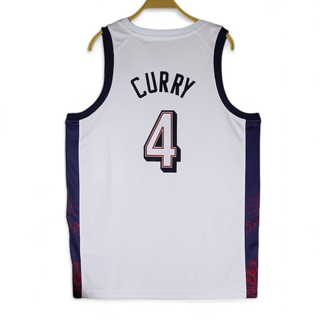 Camisa Regata USA Dream Team White 2024 Olimpíadas  Unissex Stephen Curry #4