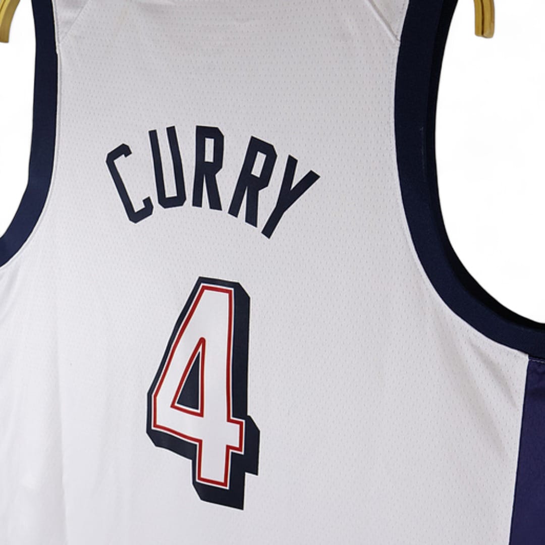 Camisa Regata USA Dream Team White 2024 Olimpíadas  Unissex Stephen Curry #4