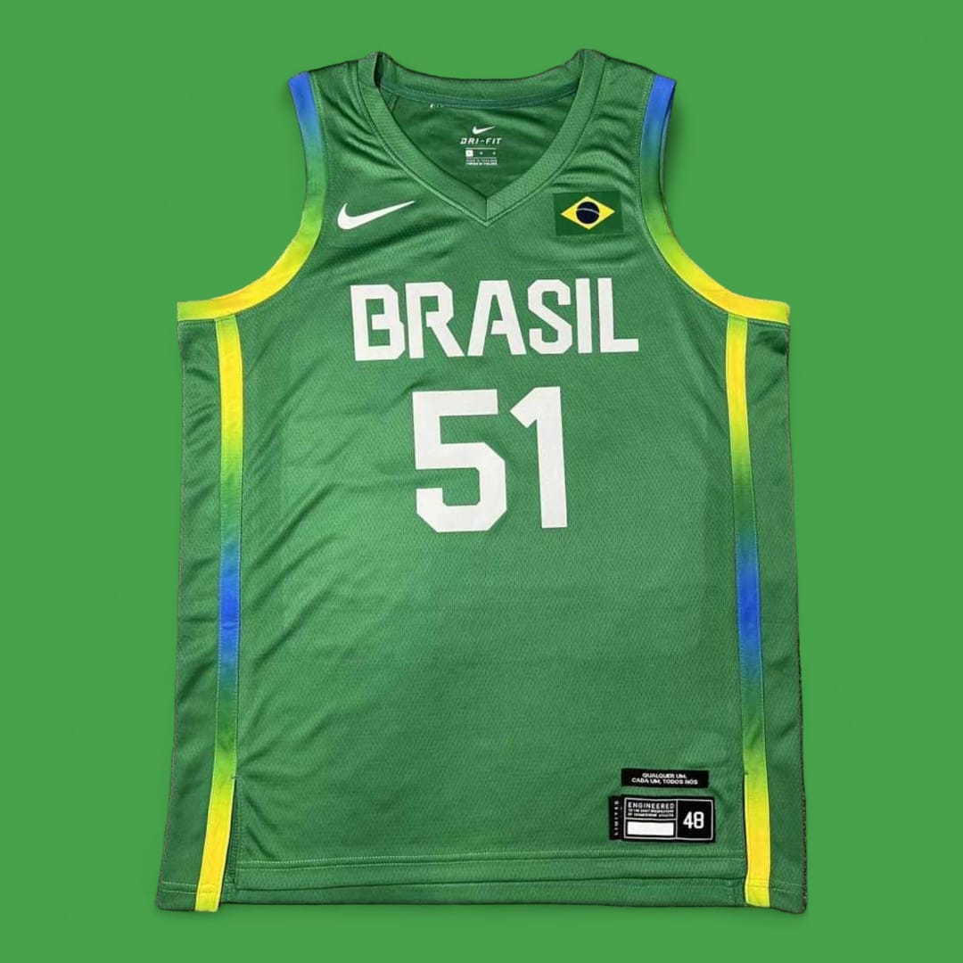 Camisa Swingman Regata Nike Seleção Brasil Basquete 2024 Olimpíadas Unissex CABOCLO #51