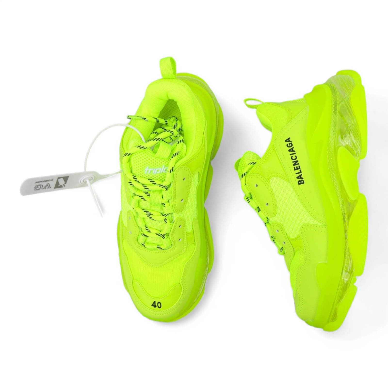 BALENCIAGA TripleS オールネオンイエロー ダッドスニーカー Balenciaga Triple S Neon Green