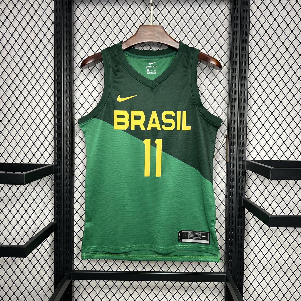 Camisa Regata Seleção Brasil Basquete 2023 Unissex GUI SANTOS #11