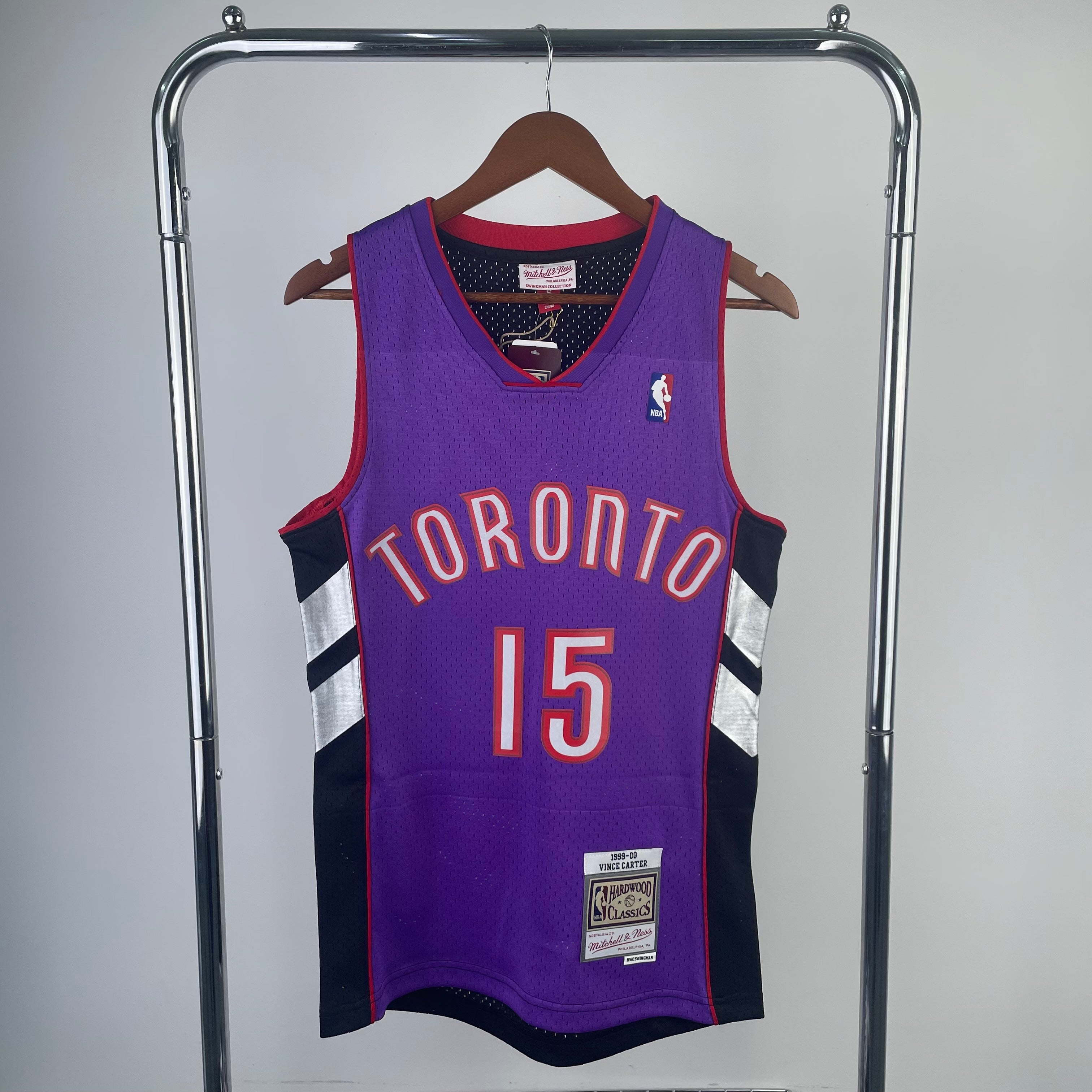 Camisa masculina Toronto Raptors Vince Carter Mitchell & Ness roxa 1999/00 Hardwood Classics Swingman