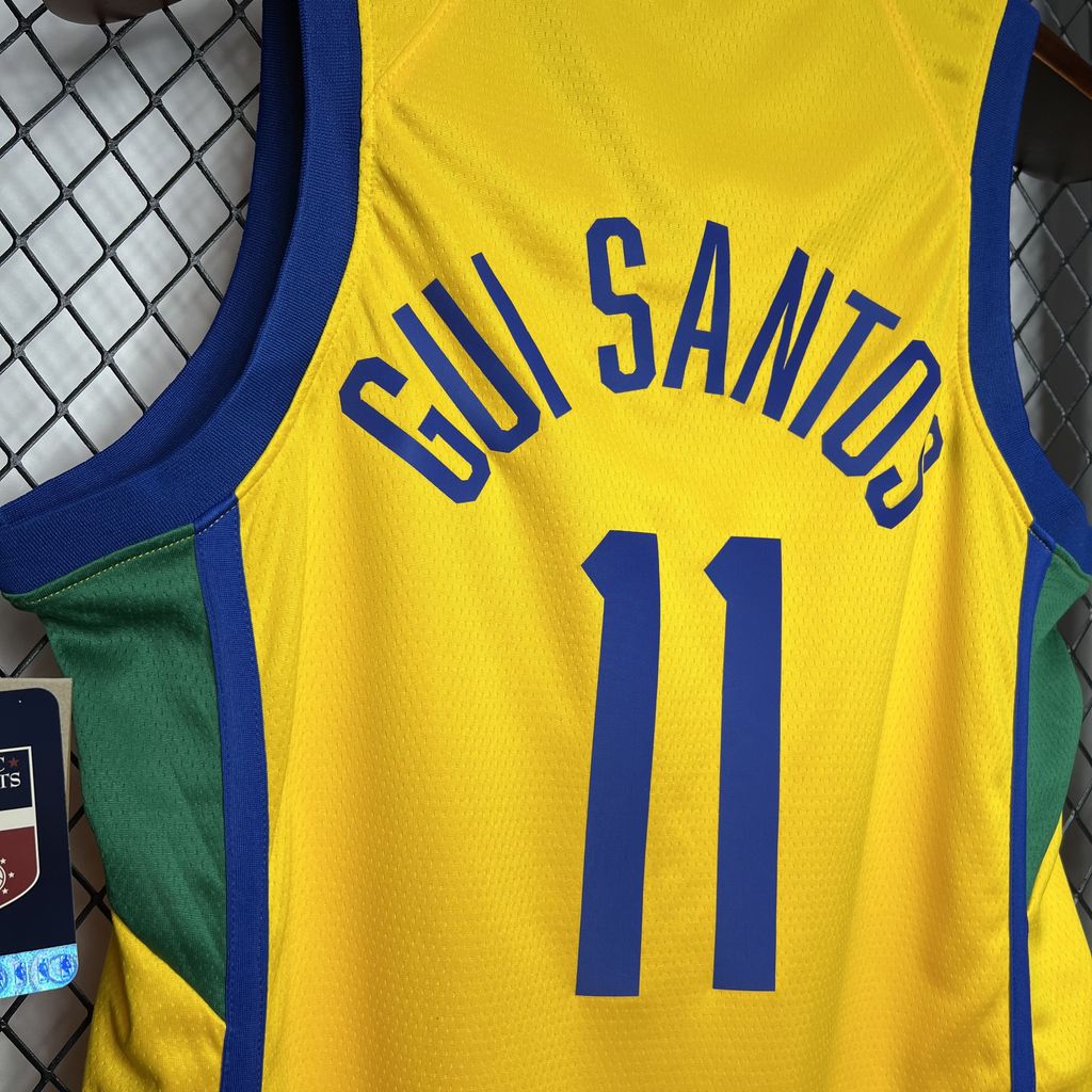 Camisa Regata Seleção Brasil Basquete 2023 Unissex GUI SANTOS #11