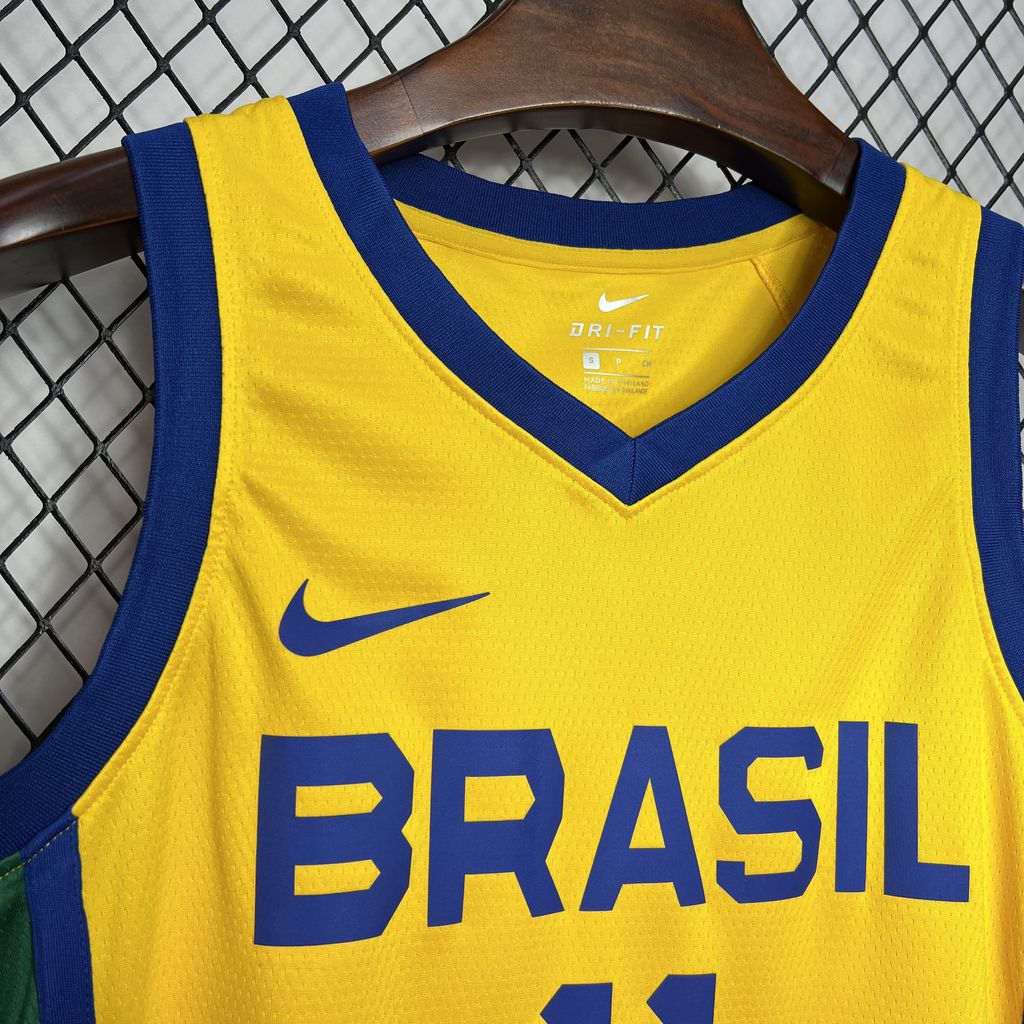 Camisa Regata Seleção Brasil Basquete 2023 Unissex GUI SANTOS #11