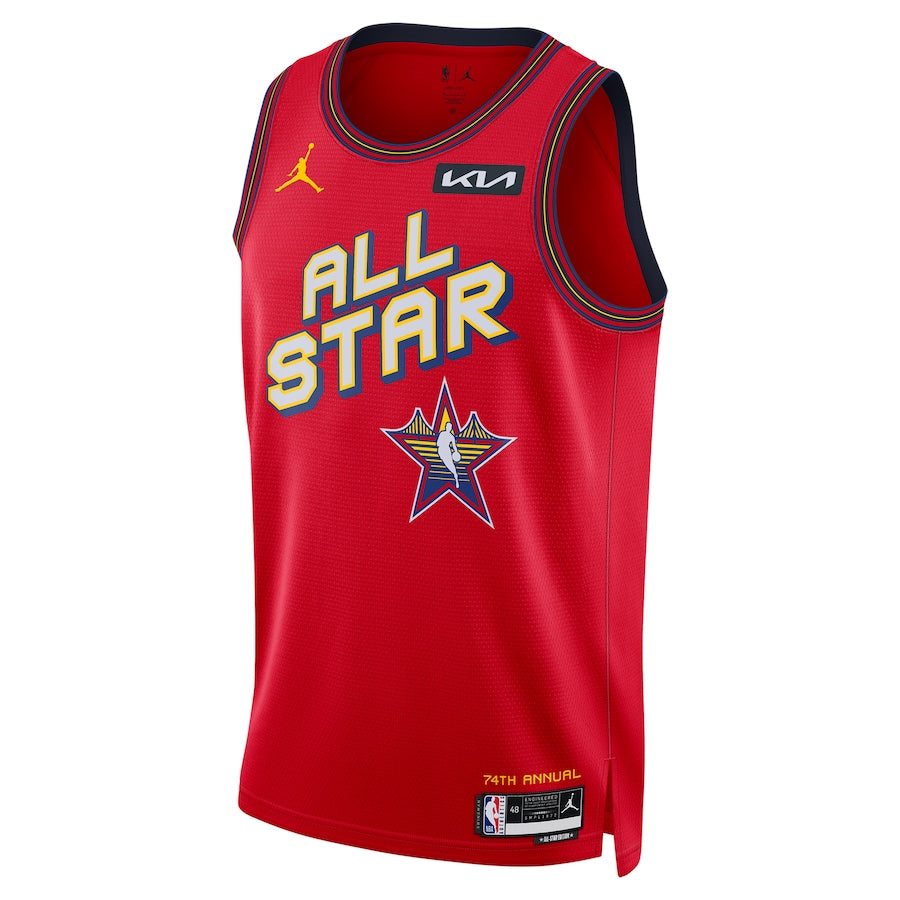 all star nbaゲームシャツXXXL Camisa Regata NBA Unissex Victor Wembanyama Jordan Brand Red 2025 NBA